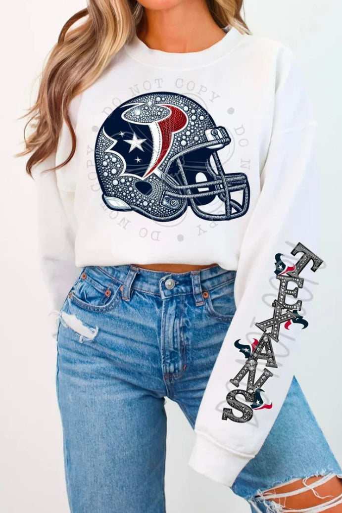 TEXANS HELMENT CREWNECK