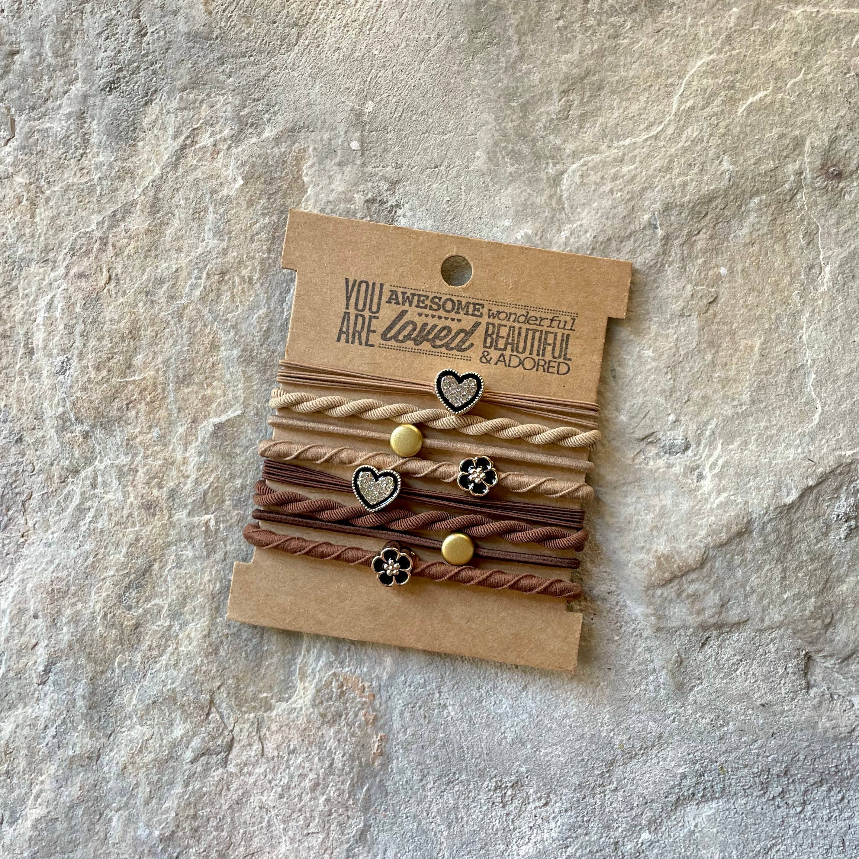 Charm Hair Ties on Kraft Card | Camel