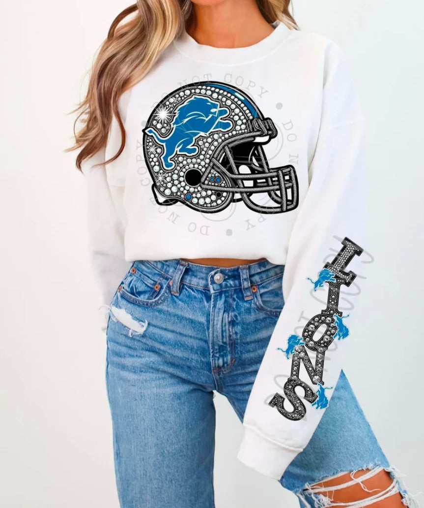 LIONS HELMENT CREWNECK