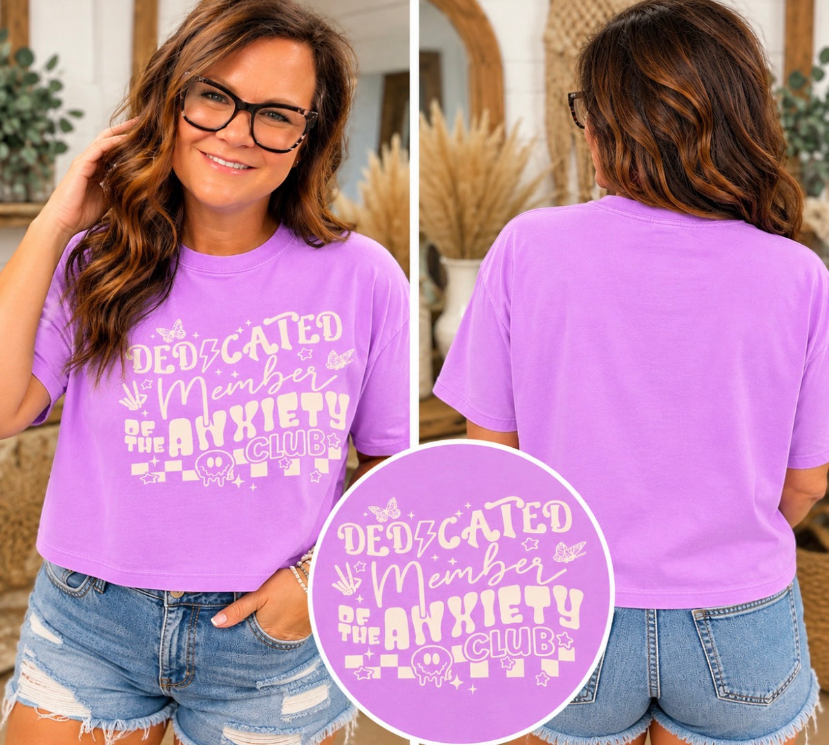 Dedicated Member of the Anxiety Club Comfort Colors Boxy Tee 💜