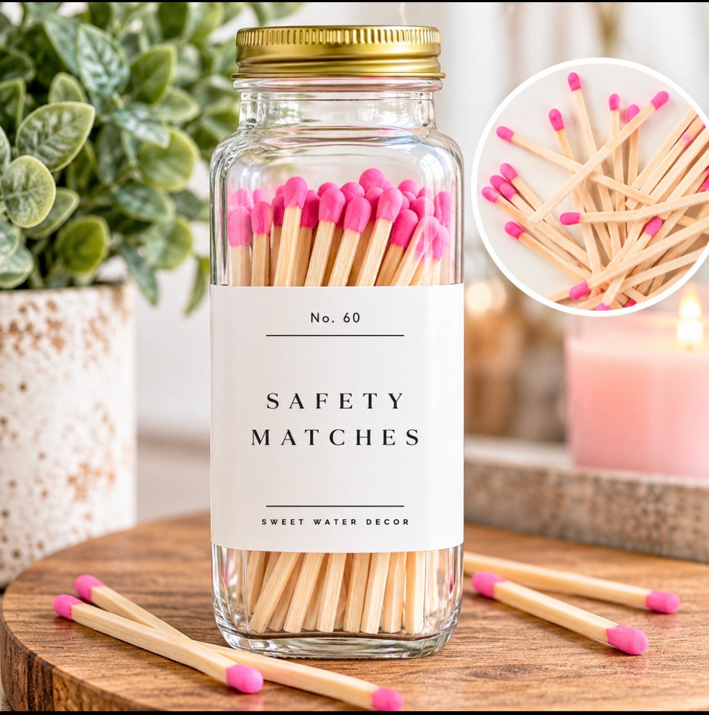 Safety Matches with Strike Pad, Pink Tip, 60 Count