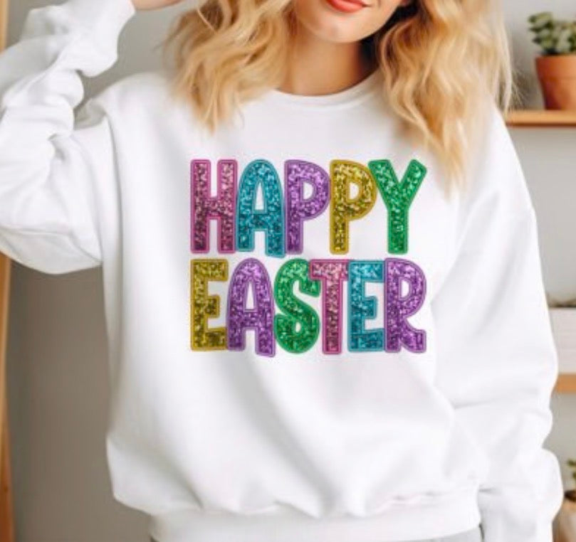 Happy Easter sequins faux Glitter