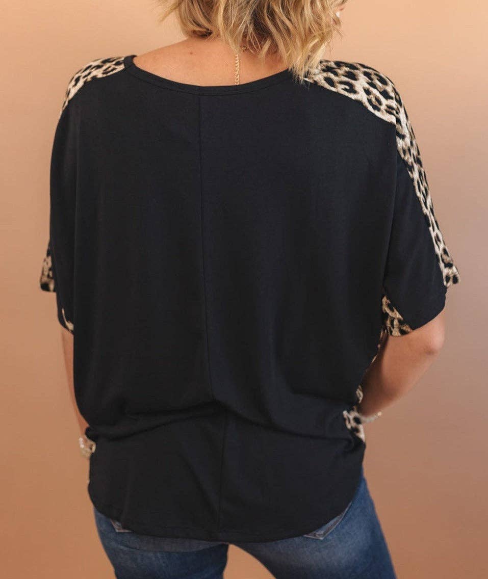 Leopard Dolman Sleeve Knit Top