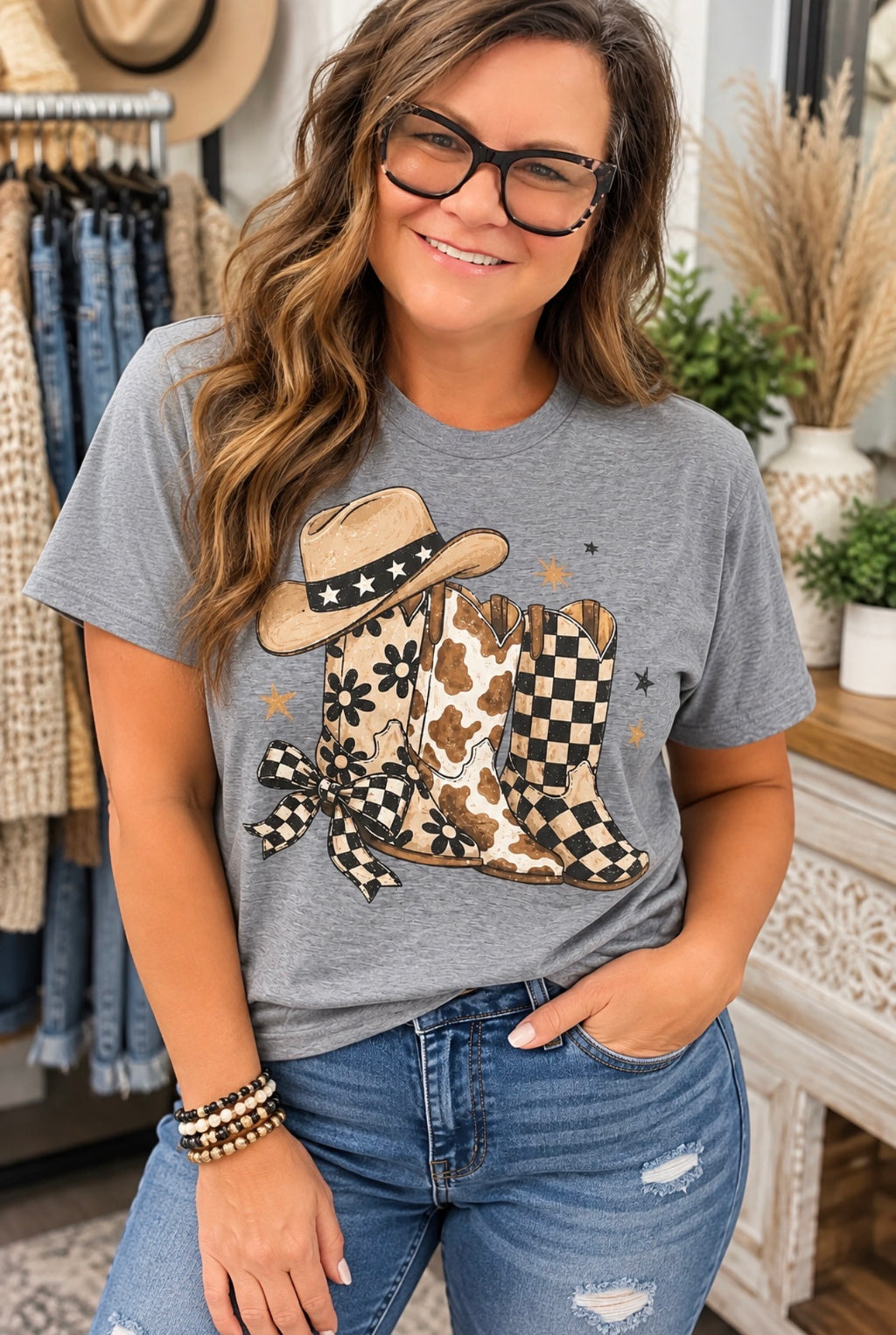 Western Cowgirl Boots Graphic Tee 🤠