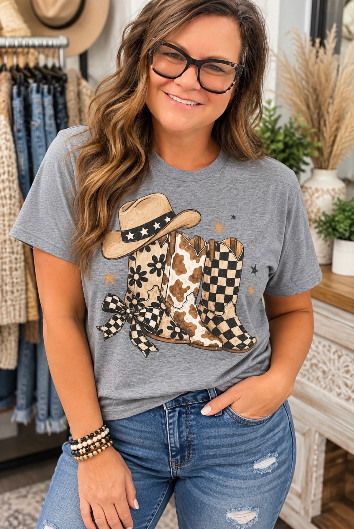 Western Cowgirl Boots Graphic Tee 🤠