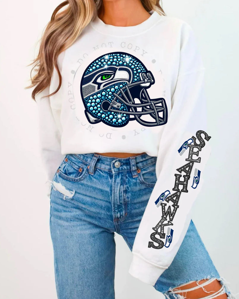 SEAHAWKS HELMENT CREWNECK