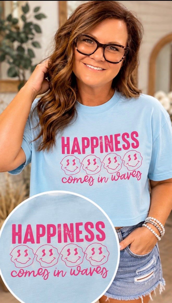 Happiness Comes in Waves Comfort Colors Boxy Tee 💗🌊