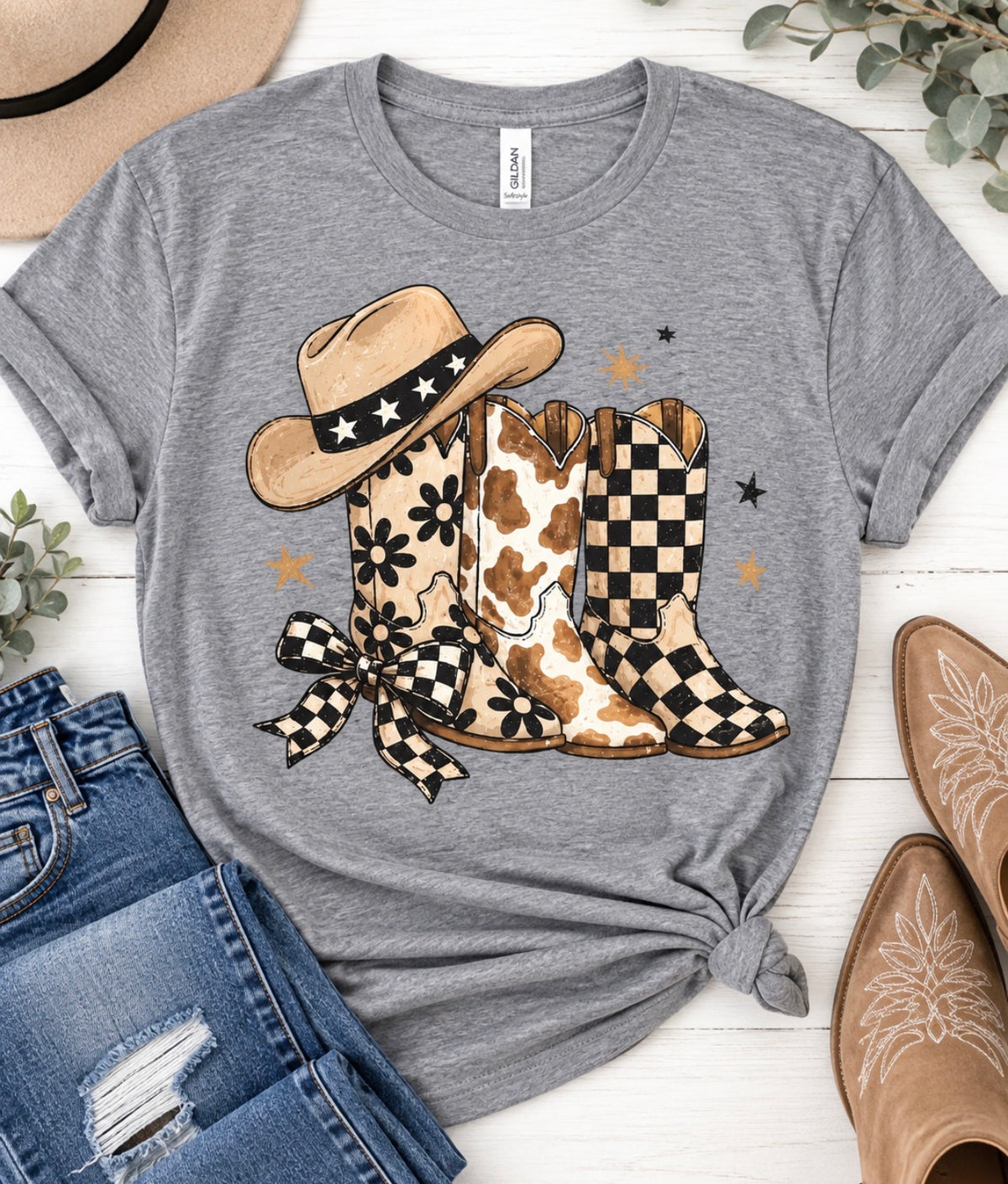 Western Cowgirl Boots Graphic Tee 🤠