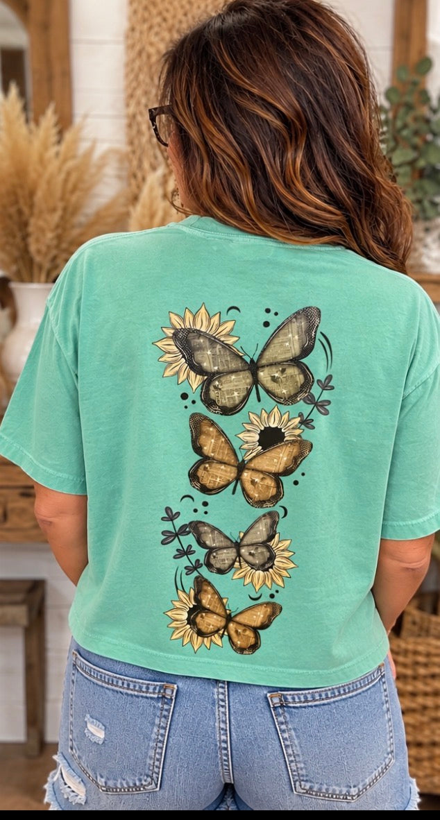 Butterfly & Sunflower Comfort Colors Boxy Tee 🦋🌻