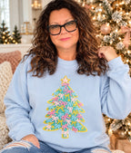 Pastel Christmas Tree Crewneck Sweatshirt – Ready to Ship 🎄🩷
