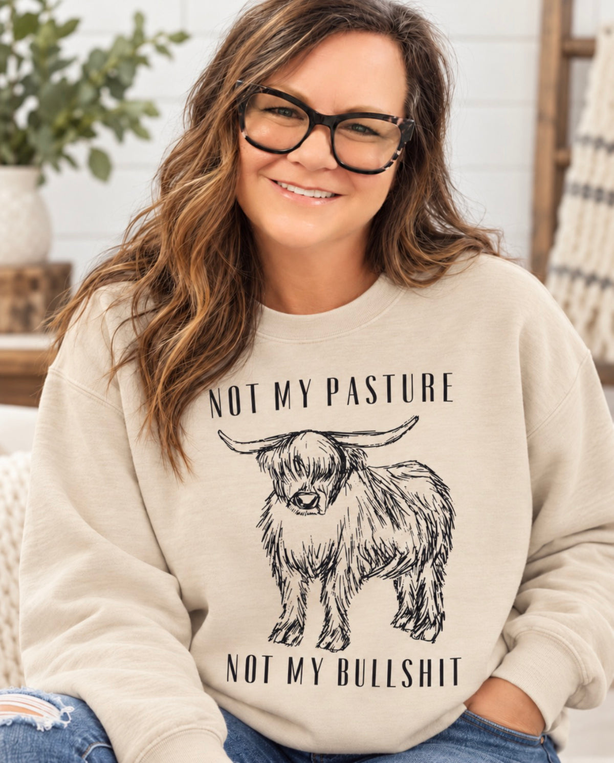 Not My Pasture, Not My Bullshit Highland Cow
