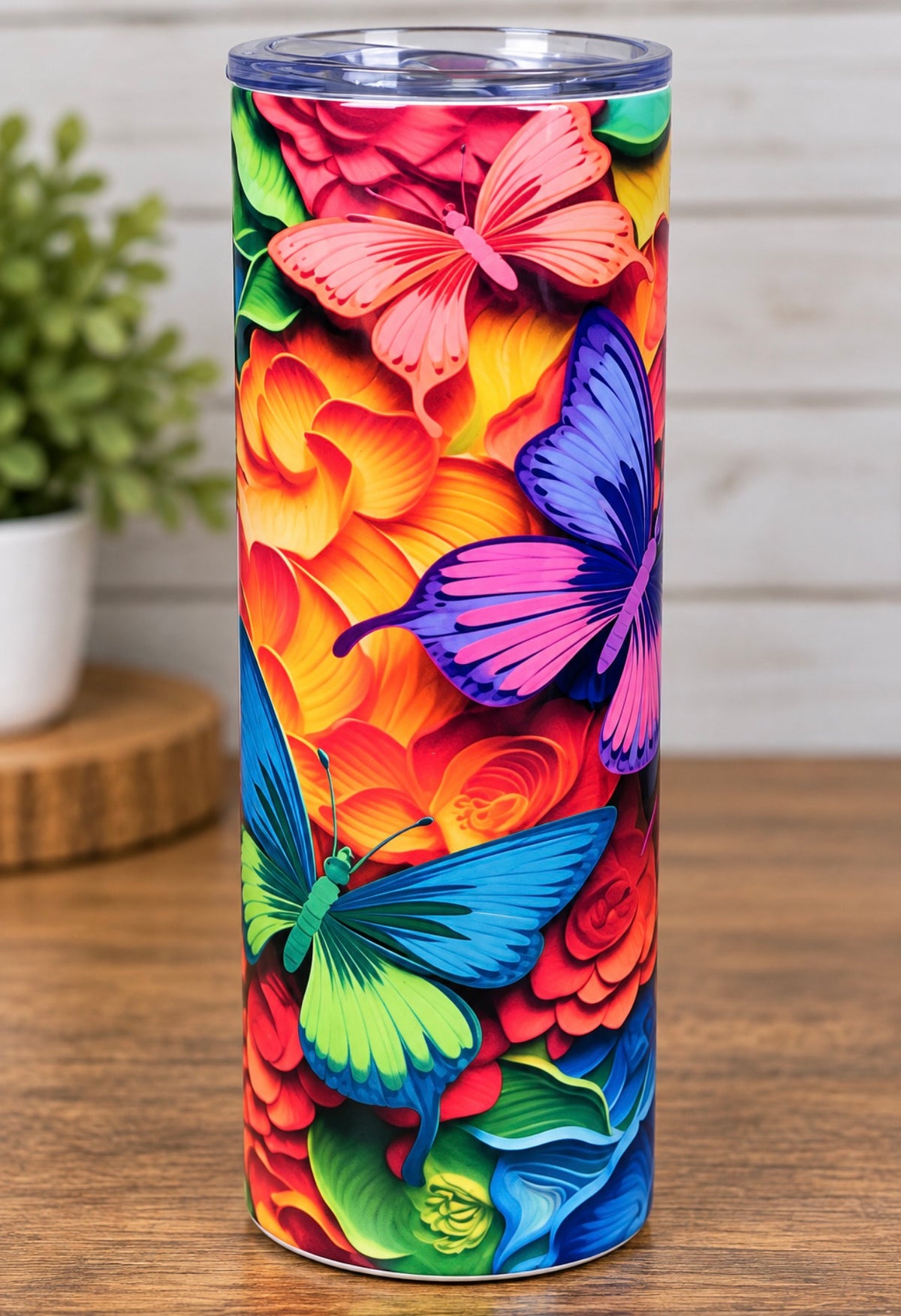 Colorful Butterfly & Floral 20 oz Tumbler 🦋🌸