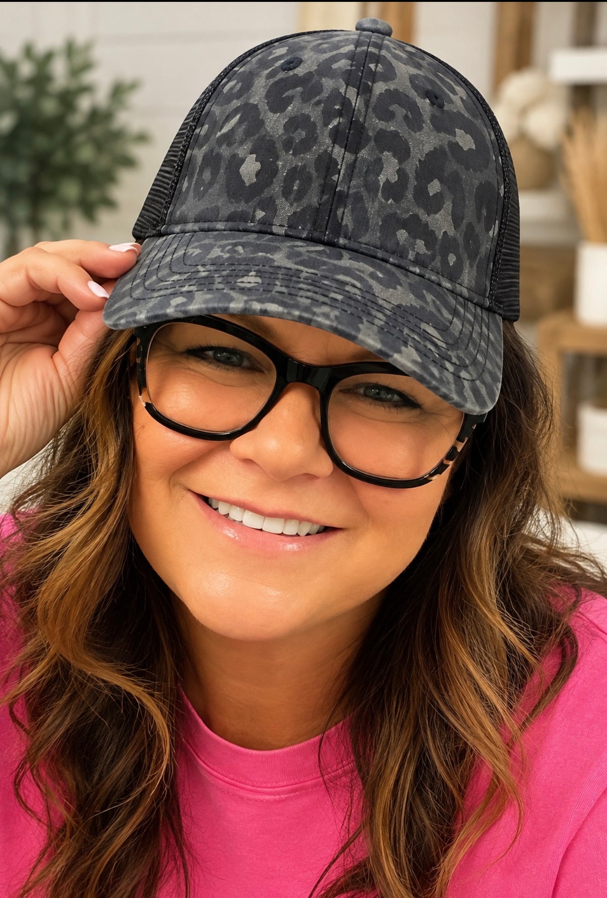 Black Leopard Print Ponytail  Hat 🖤