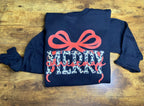 Merry Christmas Leopard Print Bow Crewneck Sweatshirt – Ready to Ship 🎄❤️