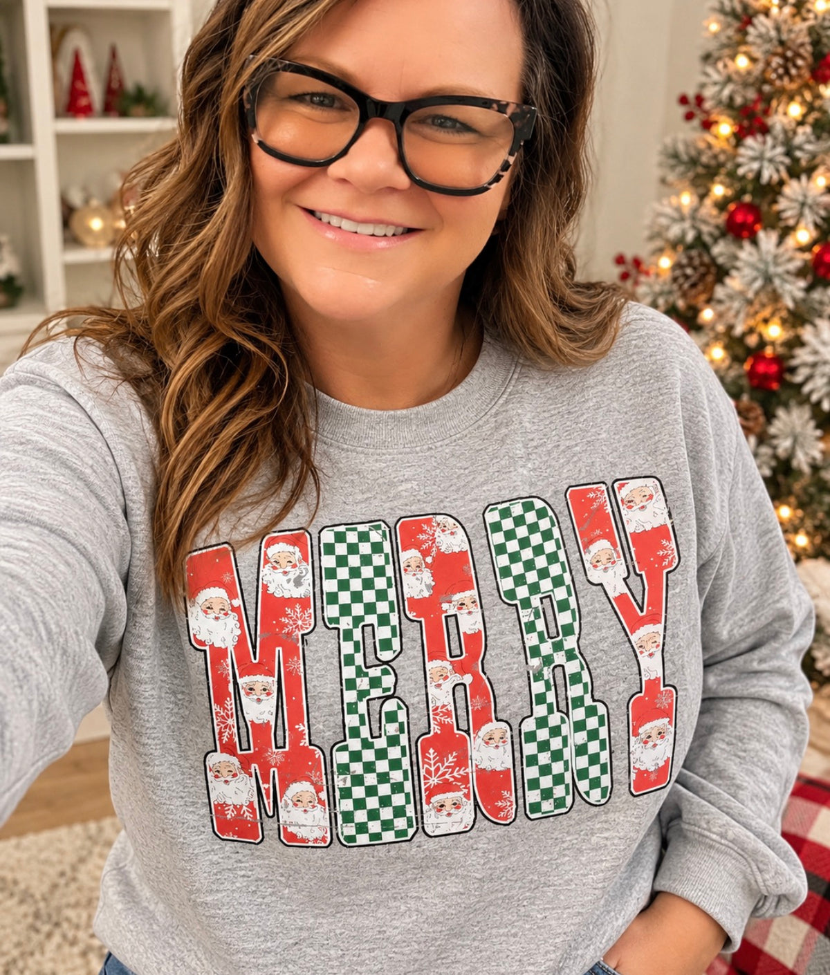 Merry Graphic Crewneck Sweatshirt – Gray | Ready to Ship