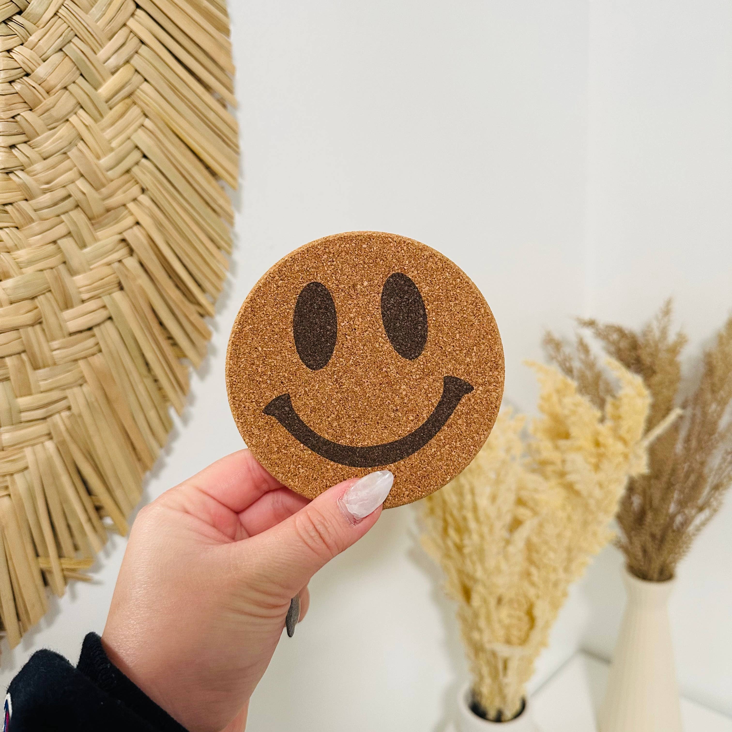 Drink Cork Coaster | Coffee Coaster | Smiley Face Coaster