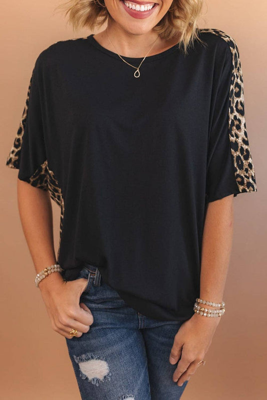 Leopard Dolman Sleeve Knit Top