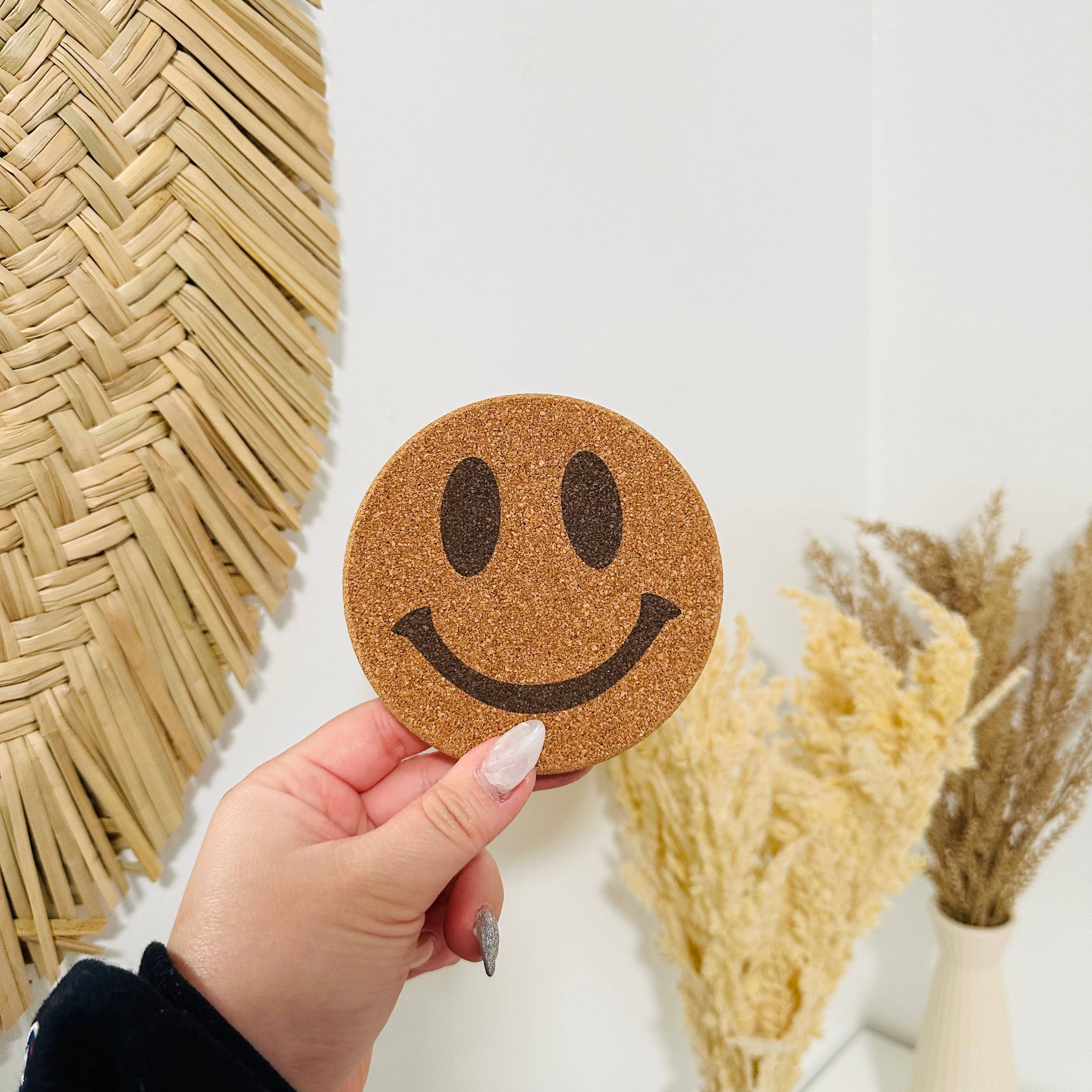 Drink Cork Coaster | Coffee Coaster | Smiley Face Coaster